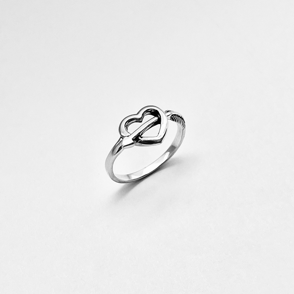Sterling Silver Heart with Arrow Ring, Bow and Arrows, Promise Love Jewelry - Picture 8 of 13